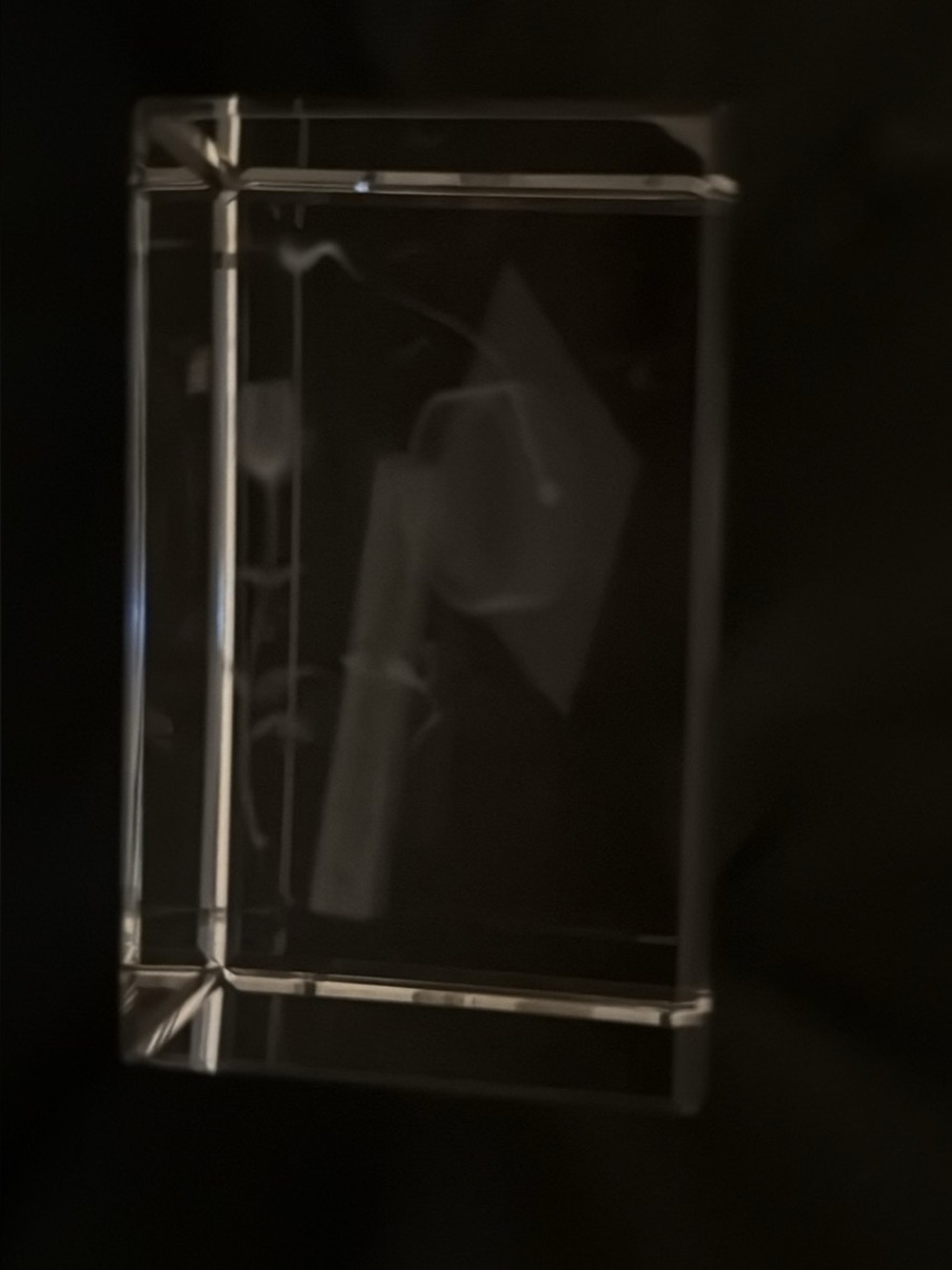 Clear Rectangular Crystal Graduation design edged inside LED lighted base - Picture 2 of 3